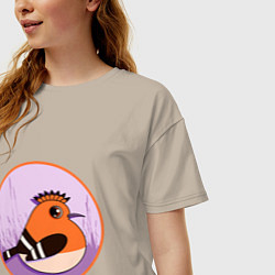Футболка оверсайз женская Птица Удод с ирокезом, цвет: миндальный — фото 2