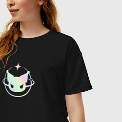 Футболка оверсайз женская Мордочка Куроми, цвет: черный — фото 2