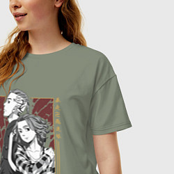 Футболка оверсайз женская Токийские мстители Кен Рюгуджи Мандзиро Сано, цвет: авокадо — фото 2