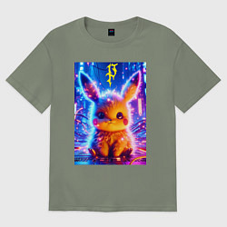 Женская футболка оверсайз Пушистый милый Пикачу - нейроарт