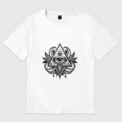 Женская футболка оверсайз Всевидящее око - пирамида