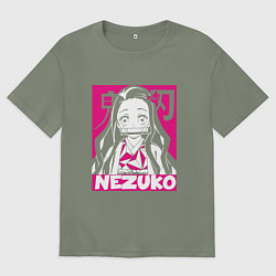 Женская футболка оверсайз Клинок рассекающий демонов Незуко Nezuko