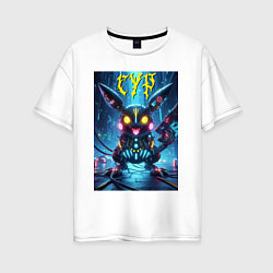 Женская футболка оверсайз Cyber horror - Pikachu