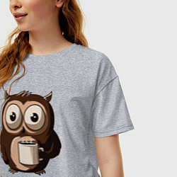 Футболка оверсайз женская Сова всю ночь на кофеине, цвет: меланж — фото 2