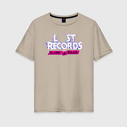 Женская футболка оверсайз Lost records bloom and rage logo