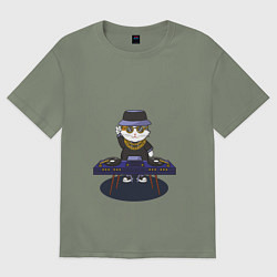 Женская футболка оверсайз Кот DJ