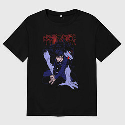 Женская футболка оверсайз Магическая битва Мегуми гончая