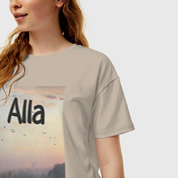 Футболка оверсайз женская Alla - туманная Алла, цвет: миндальный — фото 2