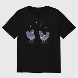 Женская футболка оверсайз Голуби - парочка