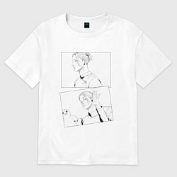 Женская футболка оверсайз Эмоции Сугуру Гето - Магическая битва