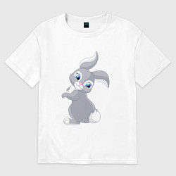 Женская футболка оверсайз Веселый красивый заяц русак