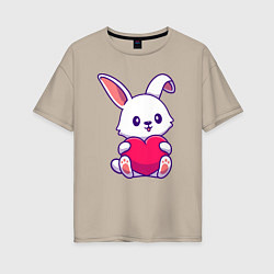 Женская футболка оверсайз Heart rabbit