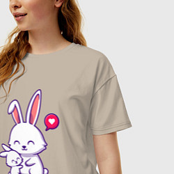 Футболка оверсайз женская Милые зайчишки, цвет: миндальный — фото 2