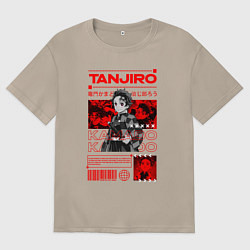 Женская футболка оверсайз Тандзиро Камадо Клинок рассекающий демонов стиль