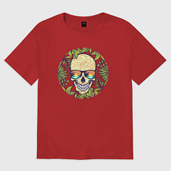 Футболка оверсайз женская Skull and nature, цвет: красный
