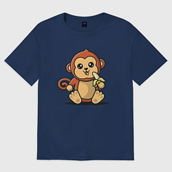 Футболка оверсайз женская Мартышка и банан, цвет: тёмно-синий