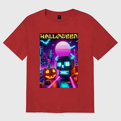 Женская футболка оверсайз Minecraft and halloween- vaporwave