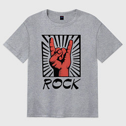 Женская футболка оверсайз Rock - жест коза