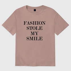 Женская футболка оверсайз Надпись на английском: мода украла мою улыбку