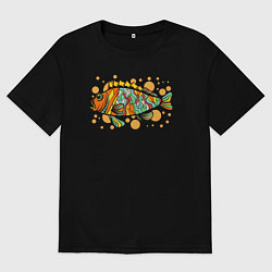 Женская футболка оверсайз Разноцветная рыбка