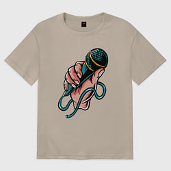 Женская футболка оверсайз Микрофон в руке