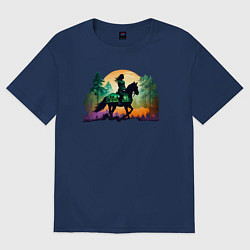 Женская футболка оверсайз Девушка на лошади