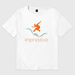 Женская футболка оверсайз Силуэт и надпись impressive