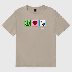 Футболка оверсайз женская Мир любовь джаз, цвет: миндальный