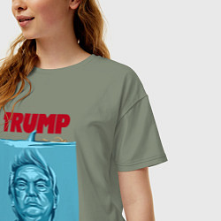 Футболка оверсайз женская Трамп - челюсти, цвет: авокадо — фото 2