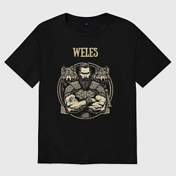 Женская футболка оверсайз Бог Велес волки - скандинавский узор фенрир