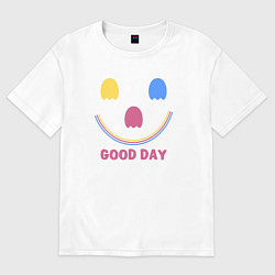 Футболка оверсайз женская Хороший день- абстрактный принт, цвет: белый