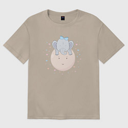 Женская футболка оверсайз Elephant on the moon