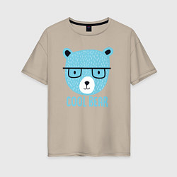 Футболка оверсайз женская Крутой мишка, цвет: миндальный