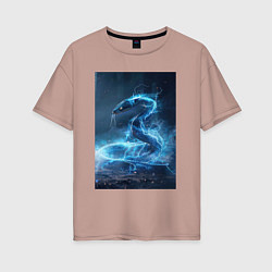 Футболка оверсайз женская Змея в молниях, цвет: пыльно-розовый