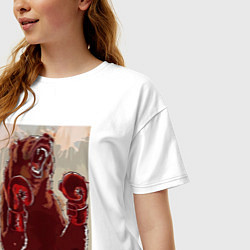 Футболка оверсайз женская Медведь боксер, цвет: белый — фото 2