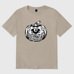 Футболка оверсайз женская Одноглазая тыква, цвет: миндальный