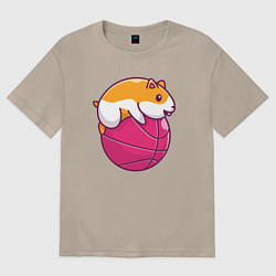 Женская футболка оверсайз Хомяк баскетболист