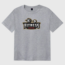 Женская футболка оверсайз Штанга - фитнес центр