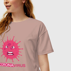 Футболка оверсайз женская Pink coronavirus, цвет: пыльно-розовый — фото 2