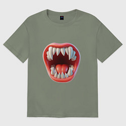 Футболка оверсайз женская Открытый рот с зубами, цвет: авокадо