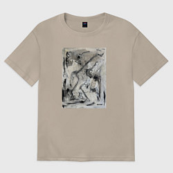 Футболка оверсайз женская Abstract painting, цвет: миндальный