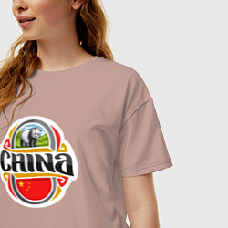 Футболка оверсайз женская China panda, цвет: пыльно-розовый — фото 2