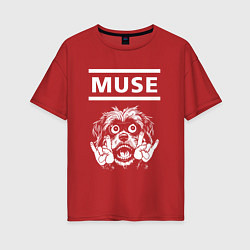 Футболка оверсайз женская Muse rock dog, цвет: красный