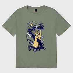 Женская футболка оверсайз Прикосновение к космосу