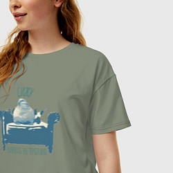 Футболка оверсайз женская Забавный голубь на диване, цвет: авокадо — фото 2