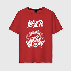 Футболка оверсайз женская Slayer rock dog, цвет: красный