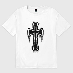 Женская футболка оверсайз Крест с подтеками