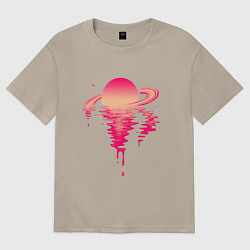 Футболка оверсайз женская Вечер на Сатурне, цвет: миндальный