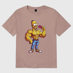 Женская футболка оверсайз Гомер культурист