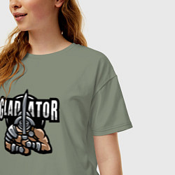 Футболка оверсайз женская Гладиатор с мечом, цвет: авокадо — фото 2
